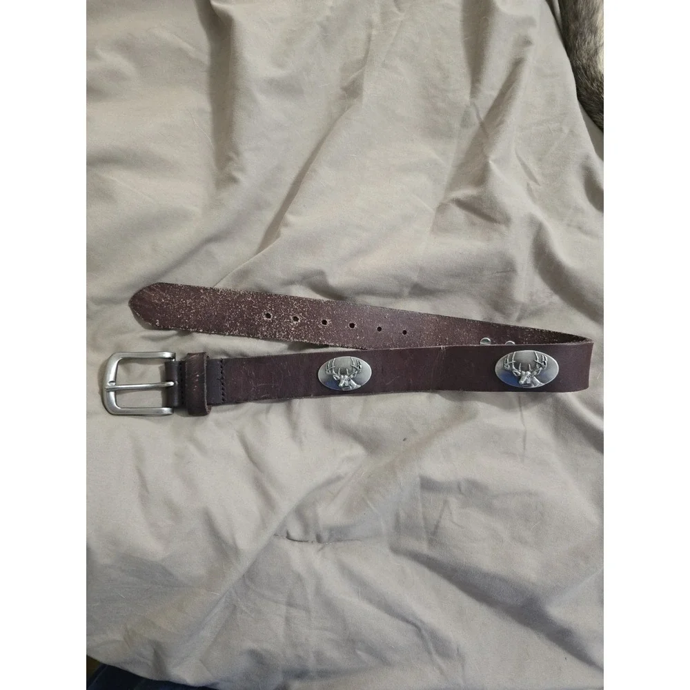 ZEP PRO BOYS BROWN LEATHER BELT‎ ADJUSTABLE Deer Hunting Size Small